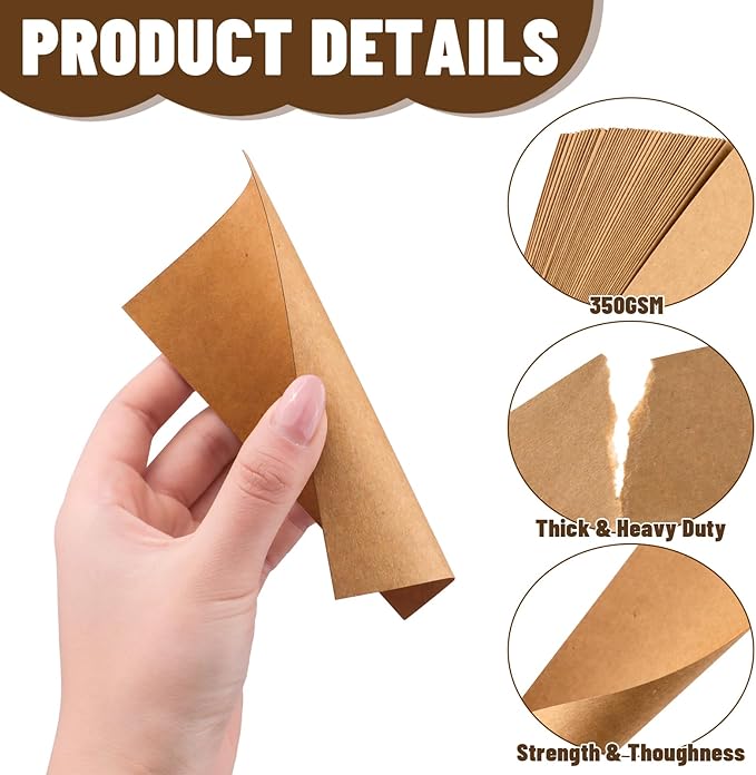 Bercoor 300 Pack Blank 3 x 5 Inch Index Cards, Heavy Study Cards, Note Cards for Office, School Learning, Kraft Paper