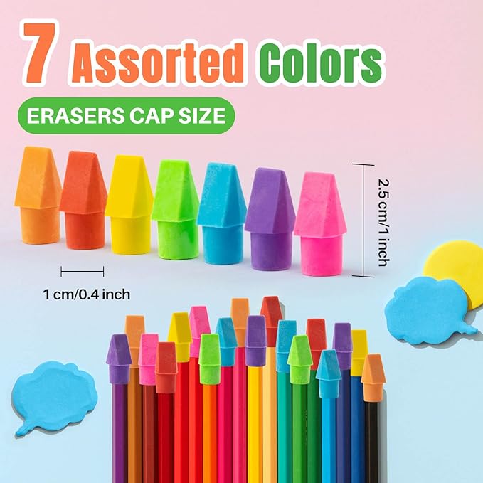 Cap Erasers for Pencils Pulk - 150 Pack Pencil Top Erasers Sukh Pencil Cap Erasers Toppers for Kids Latex Free Assorted Colors School Erasers Caps for Teachers Sudents Classroom Home and Office