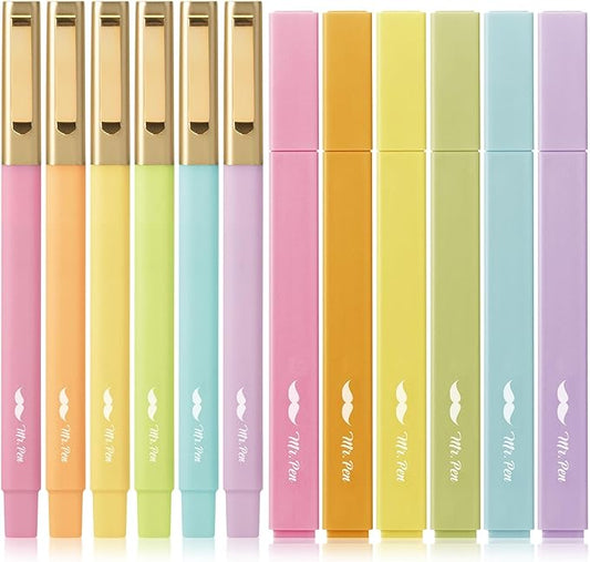 Mr. Pen- Aesthetic Highlighters and Ballpoint Pens No Bleed, 12 Pack, Spring Pastel, Bible Highlighters and Pens No Bleed, Fast Dry and No Smear for Bible Journaling, Planner, School Supplies