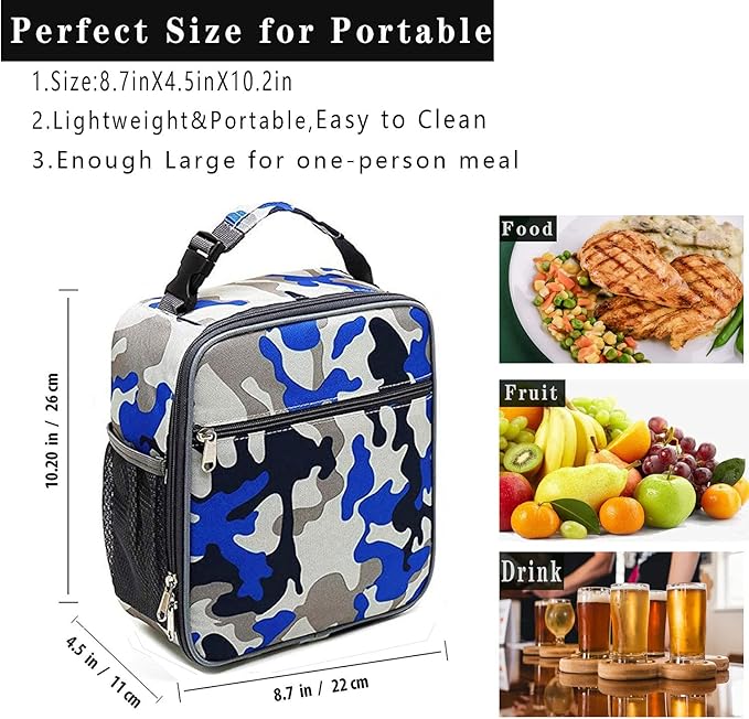 ZM-YOUTOO Lunch Box for Men - Reusable Lunch Bag Men Adult Women- Insulated Small LunchBox (Camouflage)
