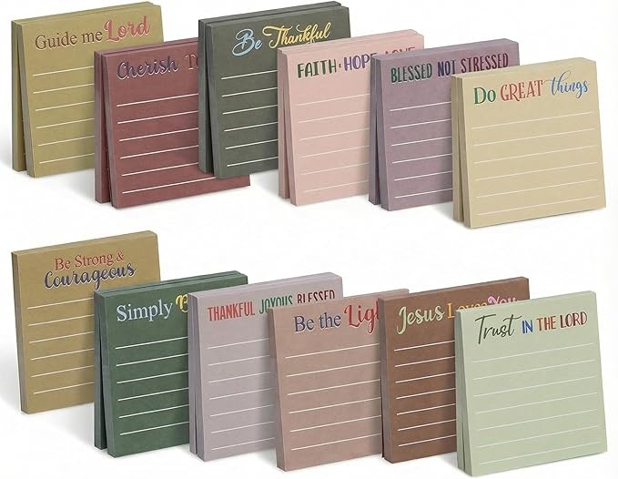 Yinder 24 Pcs Inspirational Sticky Notes Cute Motivational Sticky Notes Pad End of Year Employee Appreciation Gifts Bulk for Teacher Nurse Coworkers Office Supplies 3 x 3'' (Bible,Boho)