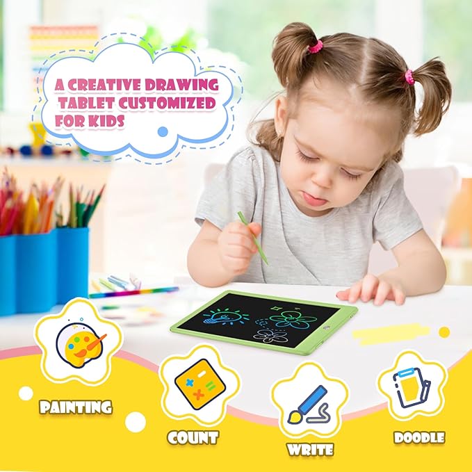 EooCoo LCD Writing Tablet for Kids, Road Trip Essentials 10 Inch Kids Drawing Pad, No Mess Coloring Books for Toddler, Travel Toys Car Airplane Activities, Birthday Gifts for 3-8 Years Old Girls Boys