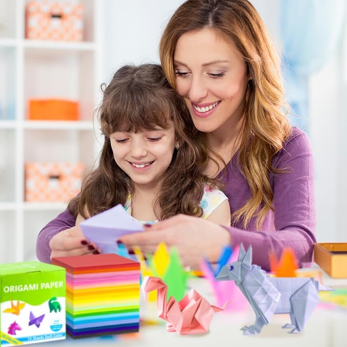 Umikk 1500 Sheets Origami Paper 6x6 Inch Square, 20 Vivid Colors Origami Kit for Kids Ages 8-12, Double Sided Same Color Origami Papers Bulk for School, Arts and Crafts Projects