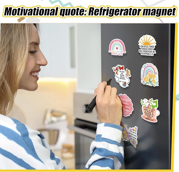 Sinmoe 24 Pieces Inspirational Fridge Magnets for Girls Bible Verse Locker Magnets for Girls Cute Motivational Quotes Refrigerator Decorations for School Classroom Whiteboard Office(Bible Style)
