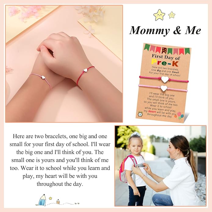 UNGENT THEM Big & Small Heart Bracelets Back to School Gifts for Girls