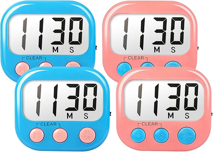 Classroom Timers for Teachers Kids Large Magnetic Digital Timer Teacher Supplies 4 Pack-Blue Pink