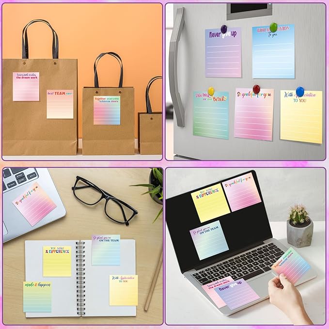 Yinder 24 Pcs Inspirational Sticky Notes Cute Motivational Sticky Notes Pad End of Year Employee Appreciation Gifts Bulk for Teacher Nurse Coworkers Office Supplies 3 x 3'' (Thankful,Classic Color)