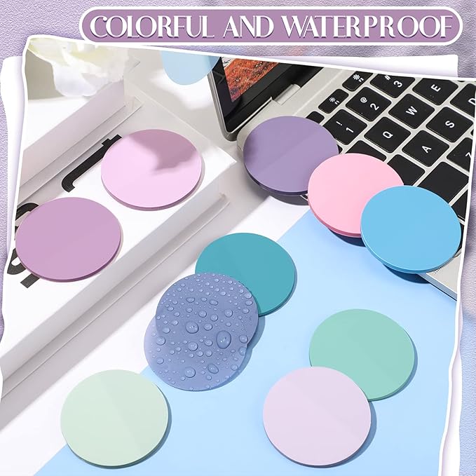 Sabary 500 Sheets Transparent Sticky Notes Round Translucent Sticky Notes Tabs Colorful Page Flags Stickers Clear Book Markers Bible Journaling Office Back to School Supplies(1.75 Inch,Stylish)