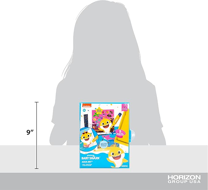 Horizon Group USA Baby Shark Aqua Art - Baby Shark Water Coloring Pads - Includes Magic Refillable Water Brush for Mess-Free Art Painting for Toddlers - Great for 3 Year Olds