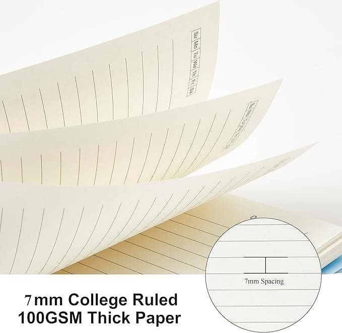 3 Pack Spiral Notebooks, Large Notebook College Ruled 8.5" x 11" 100GSM 7mm College Ruled, 80 Sheets/160 Pages, College Ruled Notebook for School, Office, Sketch