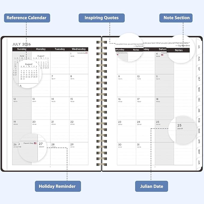 Planner 2026-2027, Weekly and Monthly Academic Planner, July 2026 - June 2027, Hardcover Calendar Agenda Book for School Year Planning, School Supplies for Teacher and Student, A5(6.3'' x 8.5'')