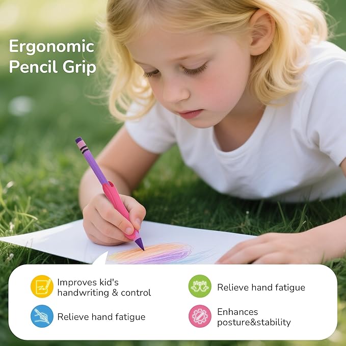 6-Pack Mixed Sizes&Colors Silicone Pencil Grips for Kids & Adults,Ergonomic Anti-Slip Texture for Handwriting,Drawing,Dual-Head Design for Right or Left-Handed Use(Small+Medium)