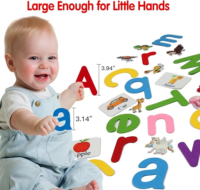 Craftstory 130 Pcs Alphabet Learning Toys Letters-Felt Montessori Board for Toddlers with Flashcards Preschool Phonics Vocabulary Activities Educational Toys for 3 Year Old