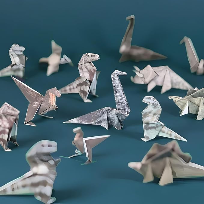 Origami Paper Craft Kit, Dinosaur Origami Paper Crafts for Adults & Kids - DIY Origami Kit for Desk Decoration, Gift for Dinosaur Lovers