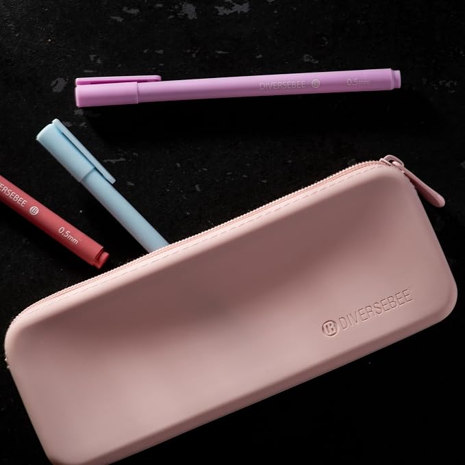 DIVERSEBEE Soft Silicone Pencil Case, Pencil Pouch with Zipper (Cherry) | Aesthetic Pen Bag for School, Bible Study Journaling Supplies and Accessories, Cute Pencil Organizer