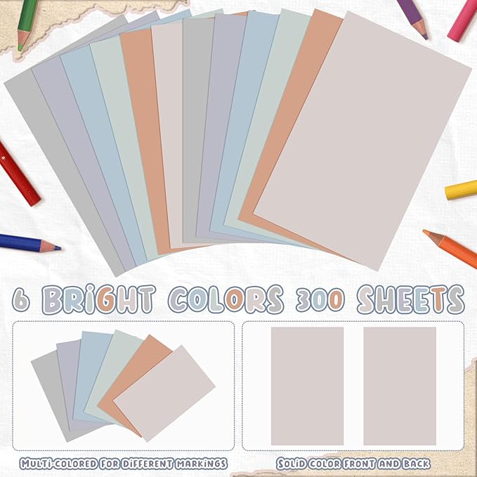 Fainne 300 Pcs Blank Index Cards 180 Gsm Thick Card Stock Assorted Color Neon Blank Flash Cards Colorful Study Notecards for Organizing(3 x 5 Inch,Soft Color)