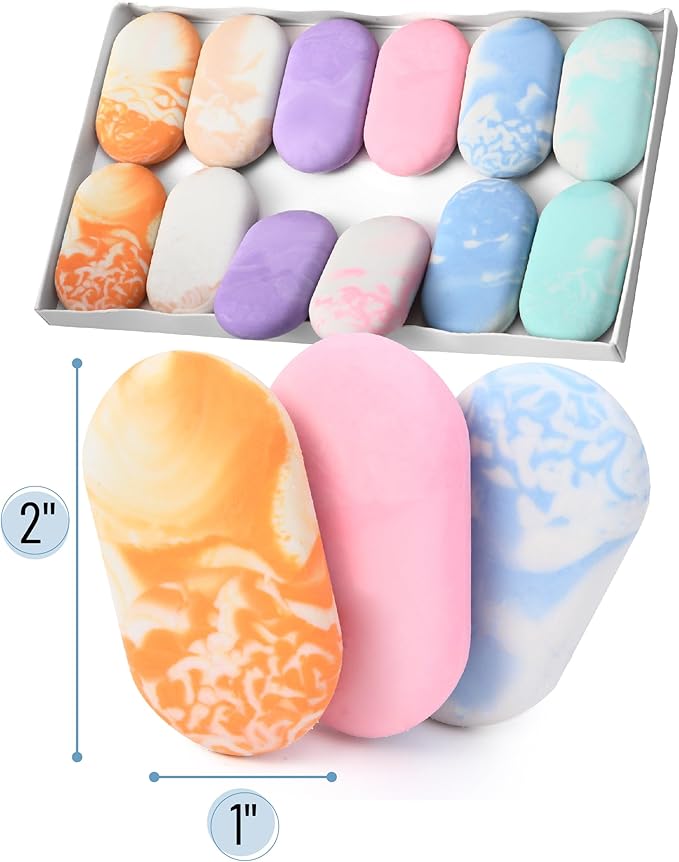 Mr. Pen- Marble Pencil Erasers, 12 Pack, 1" x 2", Soft Rubber Marble Pencil Erasers for School, Office, Art Sketching, Homework, Exams, Clean Smudge-Free Correction