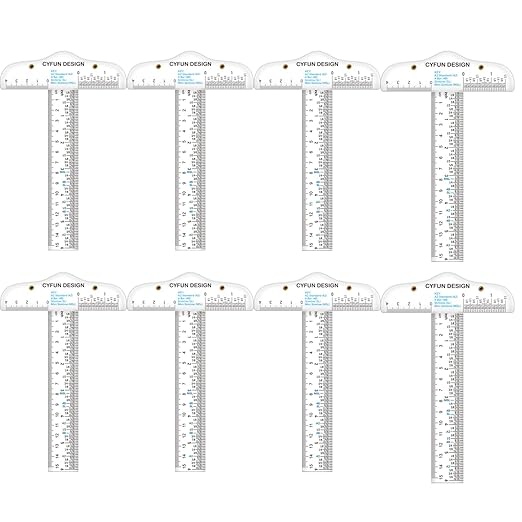 8PCS 6 Inches/15cm Acrylic Clear T-Square Ruler, Inches and Metric, T Square Ruler, Transparent, T Ruler, for Crafting Drafting and General Layout Work Art Framing & Drafting Scrapbooking Crafting