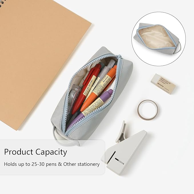 Pencil Case Soft School Pencil Pouch Bag for Easy Carry Stylish and Durable (Light Gray)