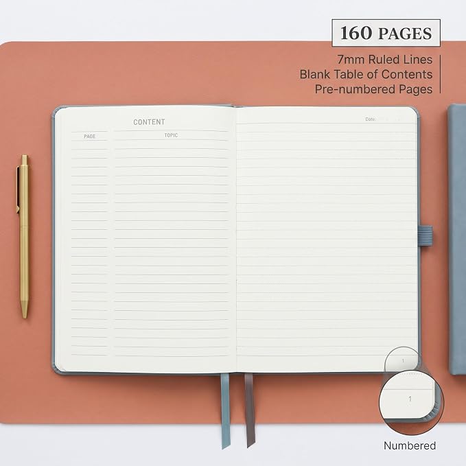AHGXG Lined Journal Notebook, 160 Numbered Pages, A5 Size (5.7'' x 8.3'')