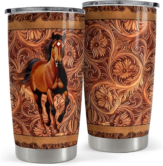 SANDJEST Horse Tumbler 20oz Stainless Steel Insulated Coffee Travel Mug Cup for Women Girls Men Horse Gifts for Birthday Christmas