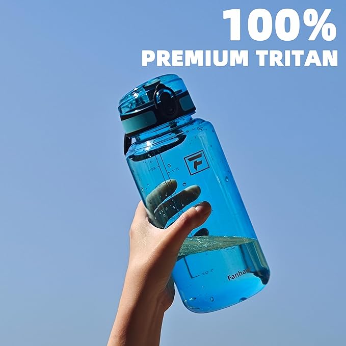Fanhaw 32 Oz Clear Tritan Water Bottle, BPA-Free & Leak-Proof, Wide Mouth with Anti-dust Chug Lid, Reusable Plastic Bottle for Gym, Travel, School & Office (Amethyst)