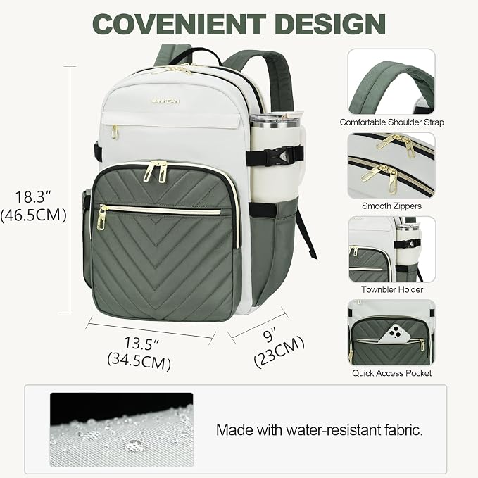 VANKEAN 18 Inch Laptop Backpack for Women Large Capacity | Waterproof Backpacks Stylish Travel Bags Casual Daypacks for College, Business