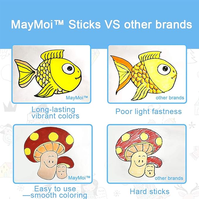 MayMoi Tempera Paint Sticks - 12 Bright Colors, Quick Drying, Easy to Color and Washable Crayons for Teens and Students