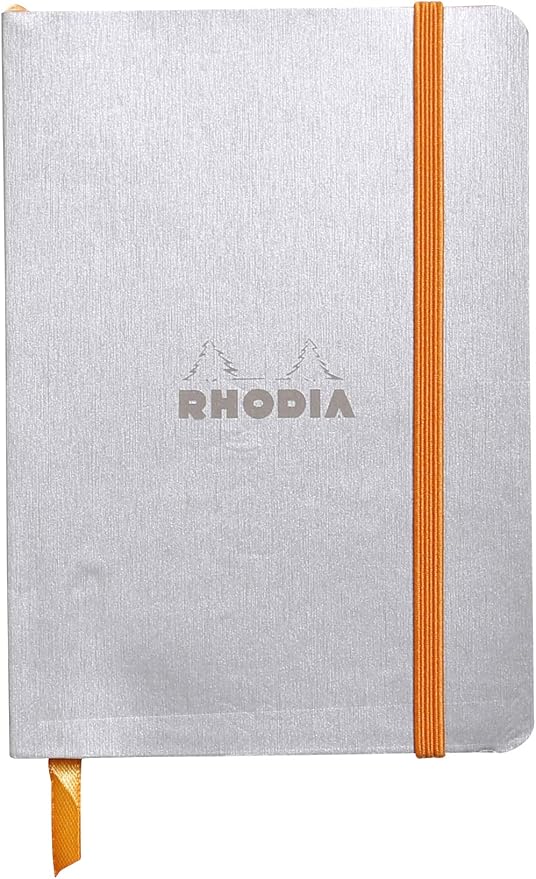 Rhodia Rhodiarama SoftCover Notebook - 72 Lined Sheets - 4 x 5 1/2 - Silver Cover (117301C)
