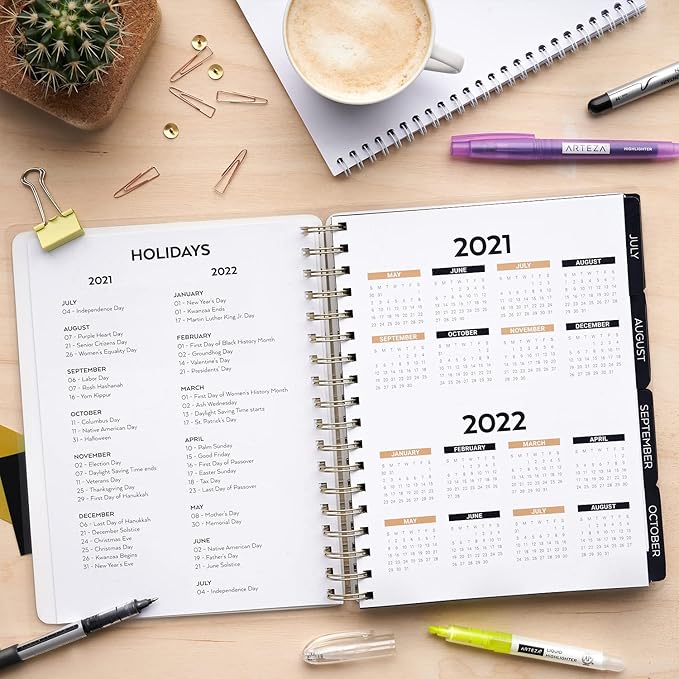 Arteza Academic Planner, 9 x 7 Inches, 113 Sheets, Includes 13-Month Calendar and 2 Sticker Sheets, Constellation Design, Office Supplies and College Essentials for Students and Professors