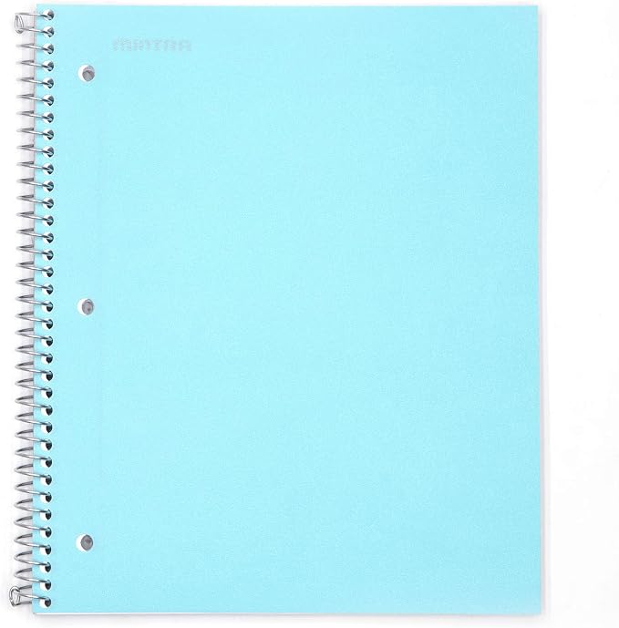 Mintra Office Durable Spiral Notebooks, 1 Subject, (Teal, College Ruled 3 Pack) - 100 Sheets, Poly Pocket, Moisture Resistant Cover, Strong Chipboard back, For School, Office, Business