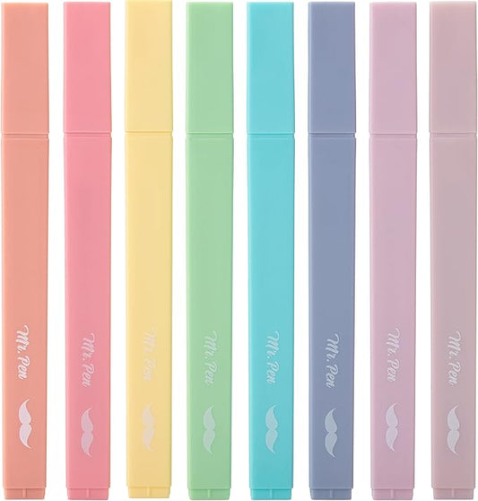 Mr. Pen- Aesthetic Highlighters No Bleed, 8 Pack, Candy Colors, Chisel Tip, Cute Highlighters Assorted Colors for Journaling, Highlighting, Underlining, Fast Dry, Back to School Supplies