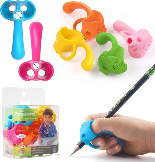 Firesara Training Grips for Kids Handwriting Top Class and Two Sizes Aid Grip Trainer Posture Correction Finger Grip for Kids, Adults, Arthritis Designed for Righties or Lefties(4Standard+2Large)