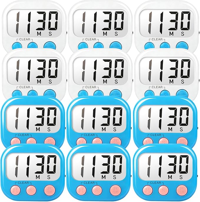 Classroom Timers for Teachers Kids Large Magnetic Digital Timer Teacher Supplies 12 Pack-Blue White