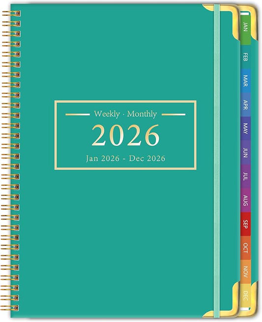 Planner -2026, Hardcover Weekly & Monthly Calendar Planner, January 2026 - December 2026, 6" x 8", Daily Agenda Book with Colorful Tabs, College Organizer Notebook, School & Work Supplies for Student Teacher Classroom