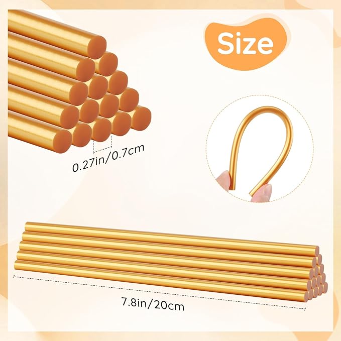 72pcs Metallic Gold Hot Glue Sticks, 0.27"x8" Mini Glue Sticks Colored for Wedding Cards, Crafting, Sealing Wax Stamp, Decoration, Art, DIY, Car Dent Repair