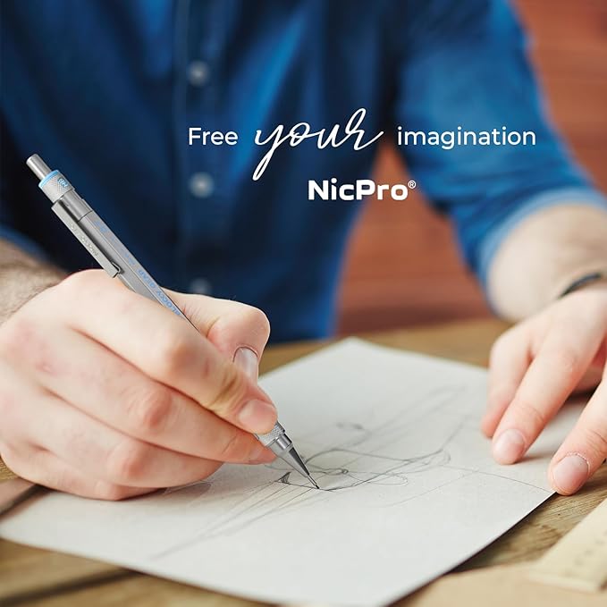 Nicpro Blocky Gear Mechanical Pencils 0.7 mm with Case, 3 Pack Drafting Pencil with 8 Tube (480PCS) Lead Refills(HB 2B), 4 Erasers, 18 Eraser Refills for Art Writing, Sketching Drawing