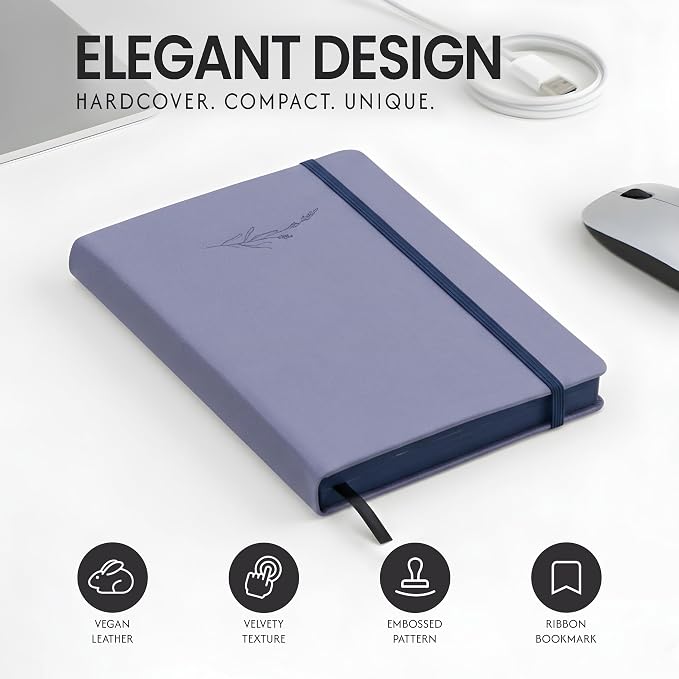 EVERLINEA 5.6” x 8.3” Embossed Lavender A5 Hardcover Notebook, 240 Lined Pages, Dusty Purple