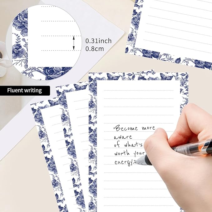2 Pack Lined Sticky Notes 4x6 in, Cute Self-Stick Notepads with Lines, Large Memo Pads Strong Adhesive for Office, Home Luxury Boho Flowers