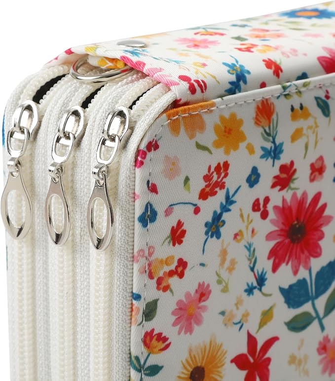 Portable Colored 72 Slots Pencil case Organizer with Printing Pattern for Watercolor Pens, Pencil Case Organizer for Artist