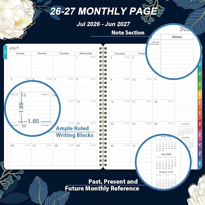 Planner 2026-2027 - Academic Planner 2026-2027, July 2026 - June 2027, 7.87'' x 9.96'', Monthly Tabs, Twin-wire Binding, Thick Paper, Organizer for Work/School