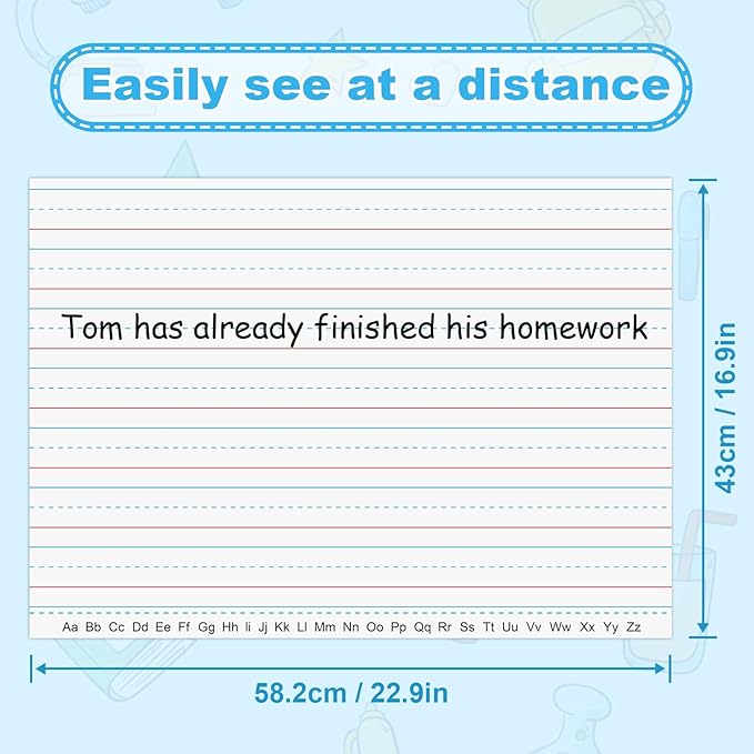Magnetic Handwriting Paper for Whiteboard – 17" x 23" Large Primary Lined Dry Erase Sheet, Reusable Giant Writing Notebook Poster for Classroom, Teacher Resource for Kids Learning & Early Writing