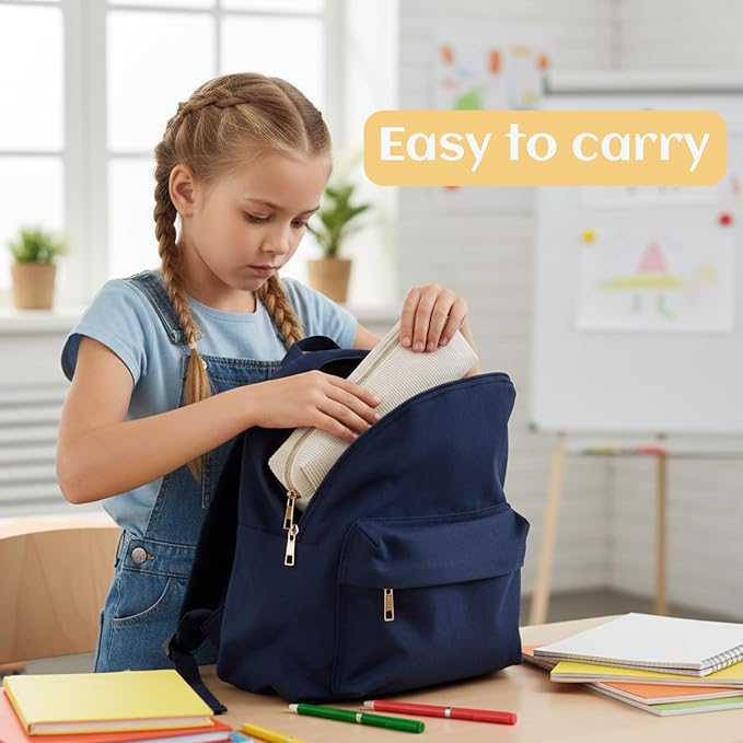 Corduroy Pen Case, Aesthetic Pencil Pouch, Simple Pen Bag with Practical Zip Portable Makeup Bag Stationery Pouch for Women