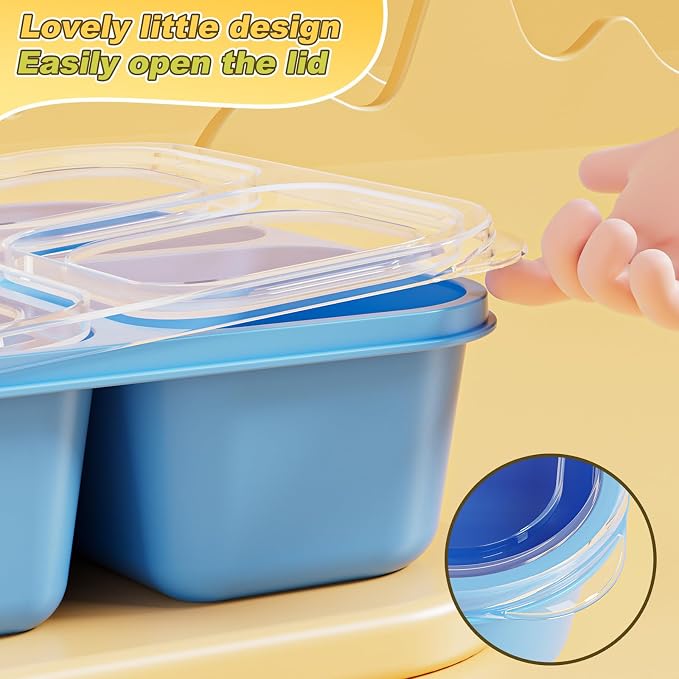 Canfanni 6 Pcs Snack Box Container Set, Reusable 3&4 Compartment Meal Prep Snack Containers for Adults Kids Toddler, BPA-Free Divided Lunchable Container for School, Work and Travel (Transparent Lids)