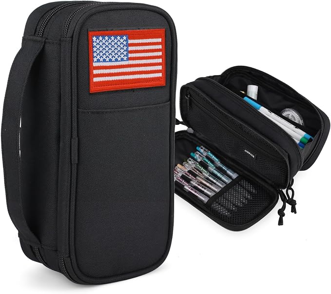 Tactical Pencil Case for Boy,Wide open Pen Pouch Bag with Handle for School | Marker Organizer Case Pen Box, Tool Bag Desk Organizer for School College Office Organizers for Kids Men Women Adult Teens