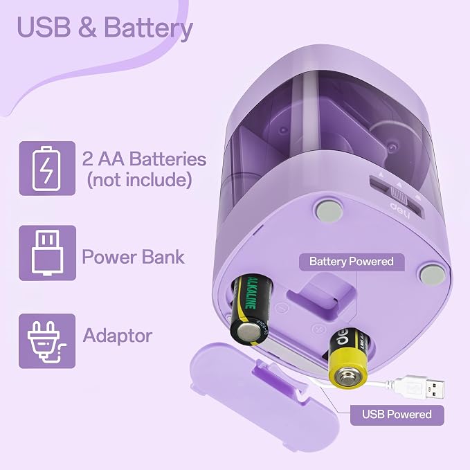 Deli Electric Pencil Sharpener, Automatic Pencil Sharpeners, Purple