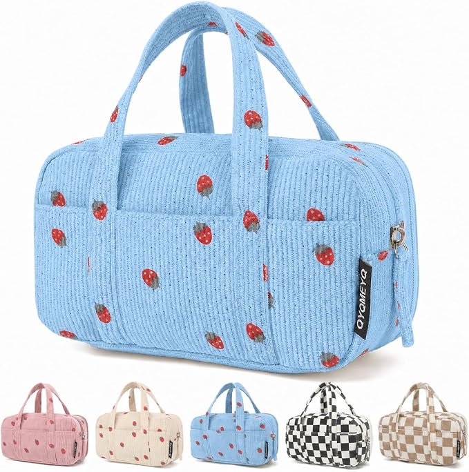Large Pencil Case Pouch, Extra Big Pencil Bags with Zipper, Cute Corduroy Pencil Pouch with 5 Compartments, Pen Bag Wide Opening, Pencil Pouch Organizer, Pencil Box for Teen Girls Adults