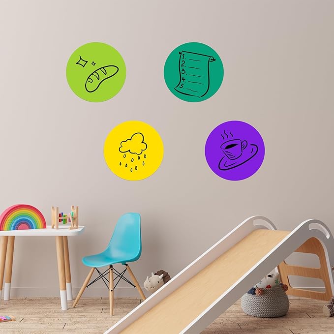 Colorful Dry Erase Dots Circles Whiteboard Marker Removable Stickers Spots Wall Decals for School Classroom Teachers Students Table & Desk, 10 Pack