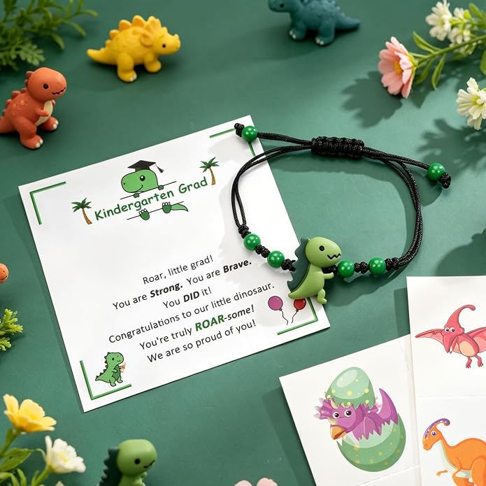 PEALICIOUS Dinosaur Bracelets for Boys, Back to School Birthday Son Gifts | First Day of Kindergarten Bracelet, Adjustable Dino Gifts Match Dinosaur Costume, Birthday Gifts for Boys Son Grandson