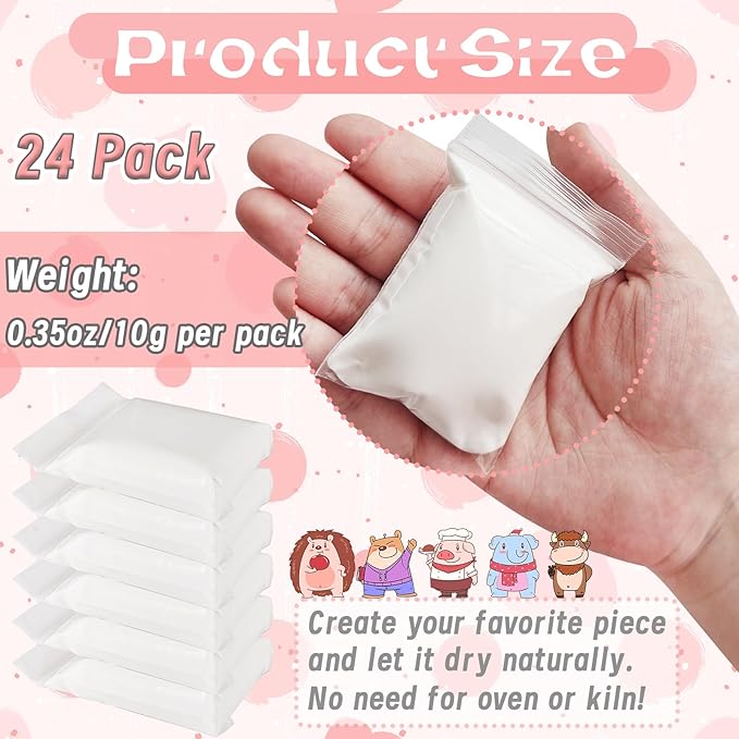 24 Pack White Air Dry Foam Clay,8.5oz DIY White Model Clay,Soft Bulk Modeling Foam Clay for Gift,Rewards,Arts & Crafts
